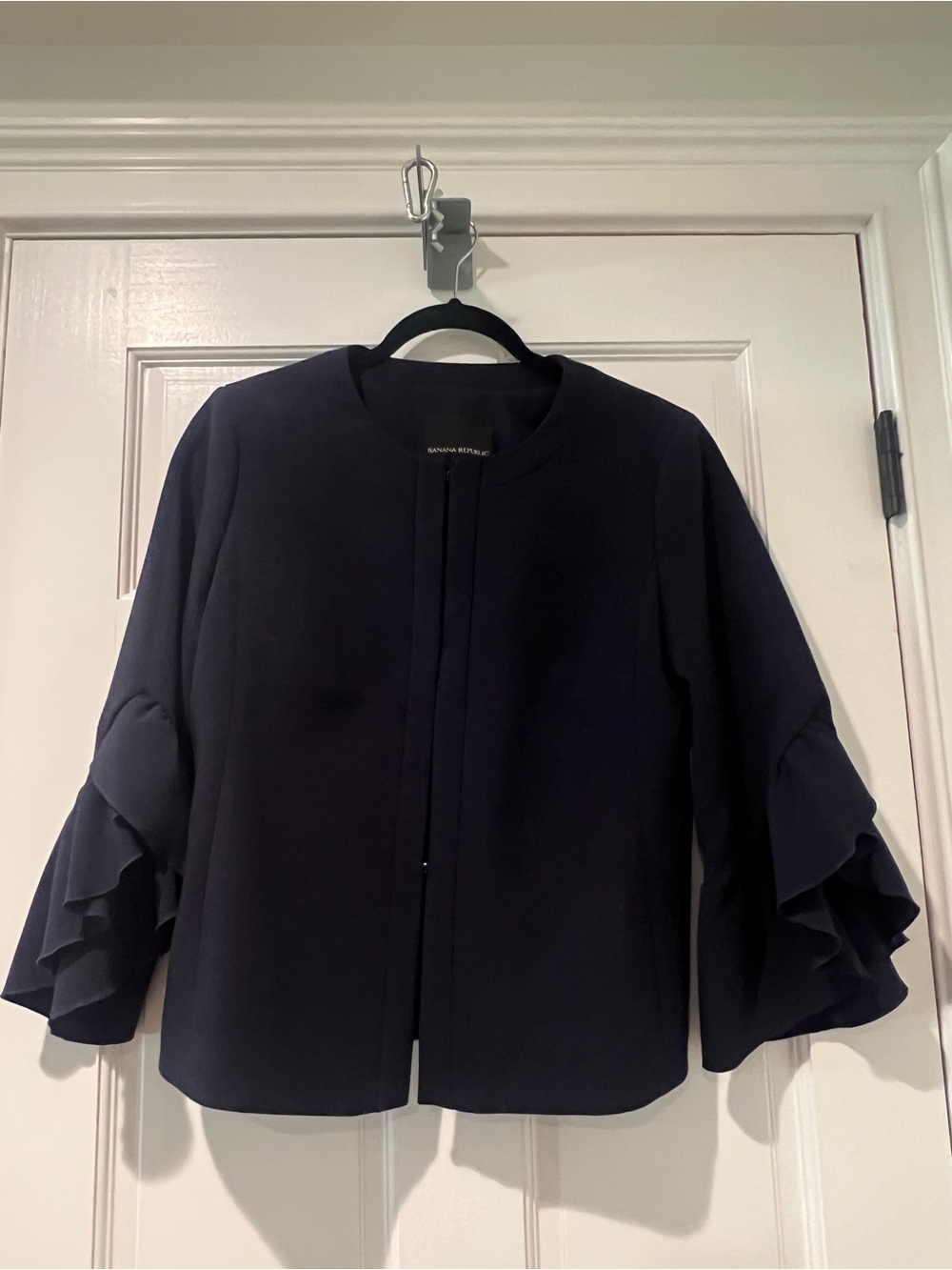 Banana Republic Navy Blue Ruffle Sleeve Blazer Jacket